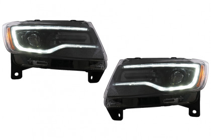 Přední světla s LED denními světly a dynamickým LED blinkrem pro Jeep Grand Cherokee IV WK2 (2011-2013) černá