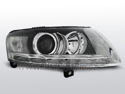 Přední světla s LED denními světly AUDI A6 C6 04-08 D2S xenon chrom