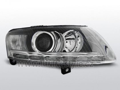 Přední světla s LED denními světly AUDI A6 C6 04-08 xenon chrom