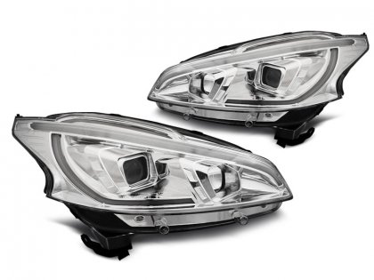 Přední světla s LED denními světly Peugeot 208 12-15 chrom