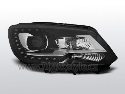 Přední světla s LED denními světly VW Touran II 10- černá