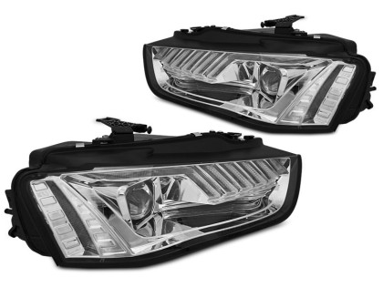 Přední světla s LED dynamickým blinkrem, denní svícení, pro AUDI A4 B8 12-15 chromová