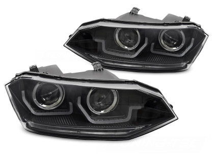 Přední světla s LED dynamickým blinkrem, denní svícení, pro VW Polo VI 2G 2017-2021 černá