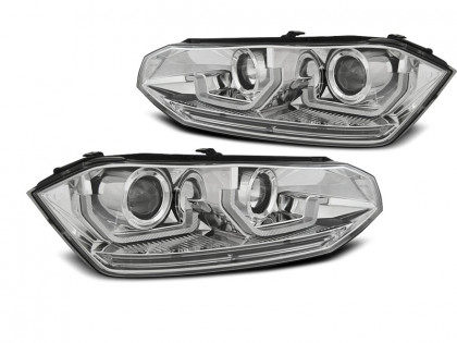 Přední světla s LED dynamickým blinkrem, LED Angel Eyes VW Polo VI 2G 17- chromová