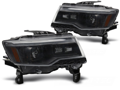Přední světla s LED, LED denní světla, pro JEEP GRAND CHEROKEE 2014-2021 černá