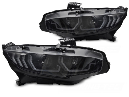 Přední světla s LED pro HONDA CIVIC X 2016-2021 černá