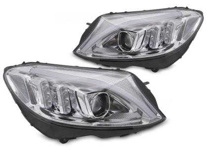 Přední světla s LED pro MERCEDES-BENZ W205 2014-2018 chromová