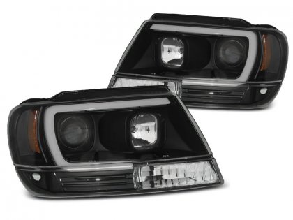 Přední světla s LED tube Chrysler Jeep Grand Cherokee 99-05 černé