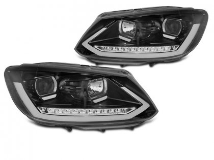 Přední světla TubeLights s LED denními světly, LED dynamický blinkr - VW Touran II 10-15 černá