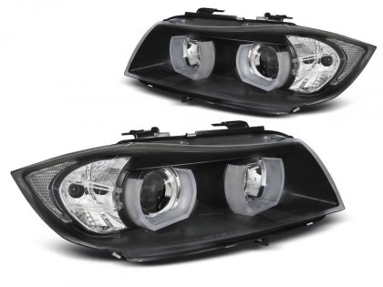 Přední světla xenon D1S 3D LED angel eyes BMW E90/E91 05-08 černá