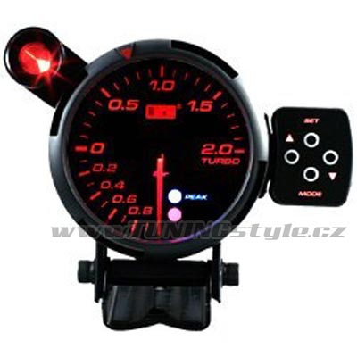 Přídavný budík AUTO GAUGE PEAK 80mm - tlak Turba elektrický -1 až 2 bary