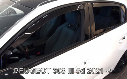 Protiprůvanové plexi, ofuky skel - PEUGEOT 308 III 5dv. 2021 + zadní
