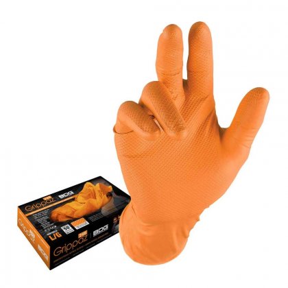 Protismykové nitrilové rukavice 0,15 mm GRIPPAZ-246 XL/10 oranžové 50ks