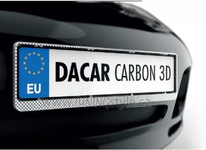 Rámeček pod SPZ DACAR plastový 3D carbon silver