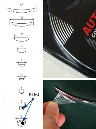 Samolepící ozdobná lišta chromovaná 6x2mm - 8m