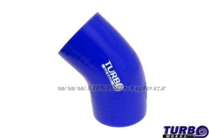 Silikonová hadice, koleno TurboWorks Blue 45° 76mm