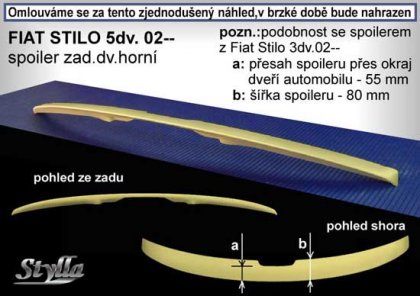 Spoiler zadní dveří horní, křídlo Stylla Fiat Stilo 5dv. 02-