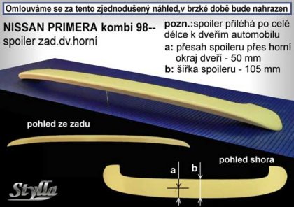 Spoiler zadní dveří horní, křídlo Stylla Nissan Primera combi 98-02