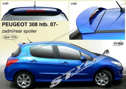 Spoiler zadní dveří horní, křídlo Stylla Peugeot 308 07-