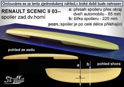 Spoiler zadní dveří horní, křídlo Stylla Renault Grand Scenic 04-