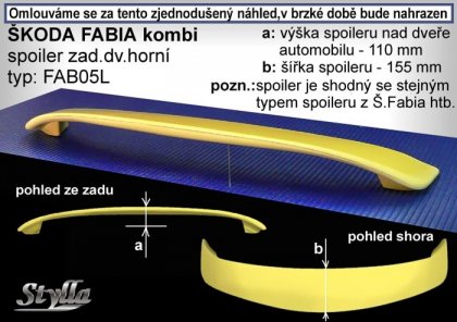 Spoiler zadní dveří horní, křídlo Stylla Škoda Fabia I combi