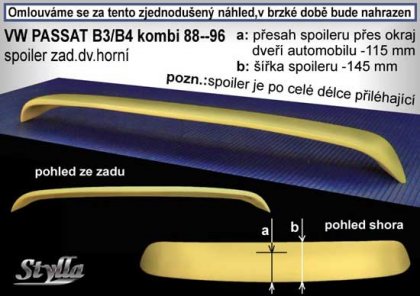 Spoiler zadní dveří horní, křídlo Stylla VW Passat B3 combi 88-93