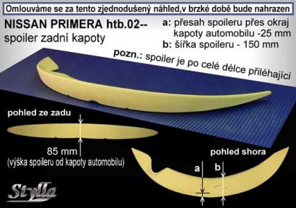 Spoiler zadní dveří spodní,křídlo Stylla Nissan Primera htb 02-08