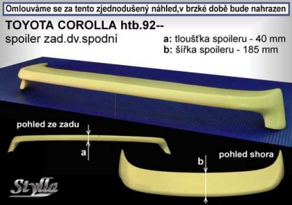 Spoiler zadní dveří spodní, křídlo Stylla Toyota Corolla htb 92-97