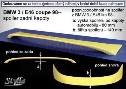 Spoiler zadní kapoty, křídlo Stylla BMW E46 coupe 98-