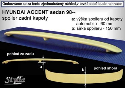 Spoiler zadní kapoty, křídlo Stylla Hyundai Accent sedan 98-00