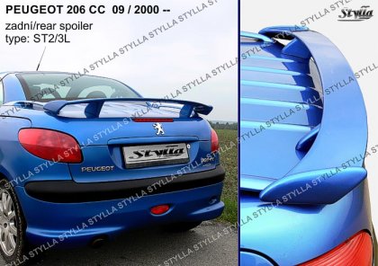 Spoiler zadní kapoty, křídlo Stylla Peugeot 206 cc 00-  ST2/3L