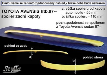 Spoiler zadní kapoty, křídlo Stylla Toyota Avensis htb 11/97-02