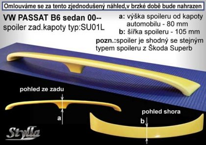 Spoiler zadní kapoty křídlo Stylla - VW Passat 3BG/B5 sedan 00-04