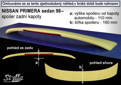 Spoiler zadní kapoty s LED světlem, křídlo Stylla Nissan Primera sedan 98-01