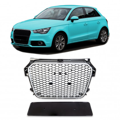 Sportovní maska AUDI A1 (8X) 10-15 RS TYPE černá lesklá/chrom/stříbrná