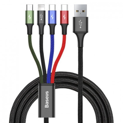 USB kabel BASEUS Fast 4v1 Lightning / Micro 3,5A 1,2m černý