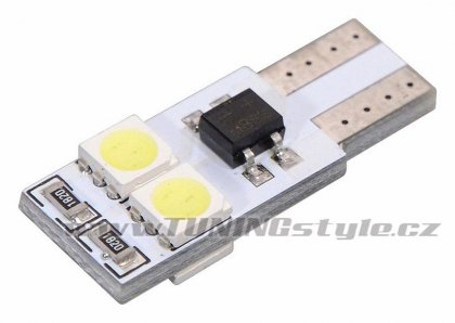 Žárovka 4 SMD LED 12V T10 s rezistorem CAN-BUS ready bílá