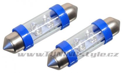 Žárovka 4LED 12V  suf. SV8.5 38mm modrá  2ks