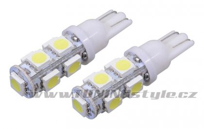 Žárovka 9 SUPER LED 12V  T10  bílá 2ks