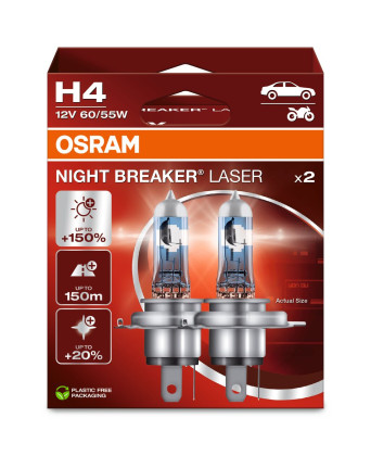 Žárovka H4 Osram NIGHT BREAKER Laser +150 (2ks)