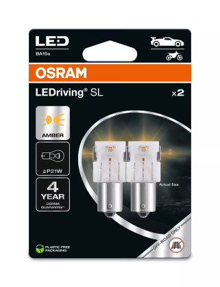 Žárovka LED OSRAM 7506DYP-2BL P21W AMBER 12V 1.3W LEDRIVIN