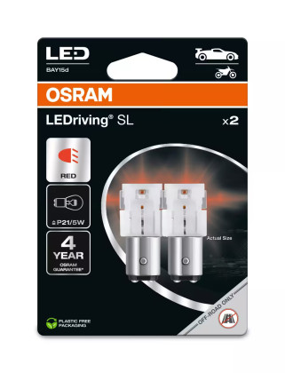 Žárovka LED OSRAM 7528DRP-2BL P21/5W RED 12V 1.4W LEDRIVIN
