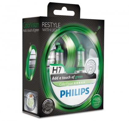 Žárovka Philips H7 55W ColorVision Green 12972CVPGS2 2ks 