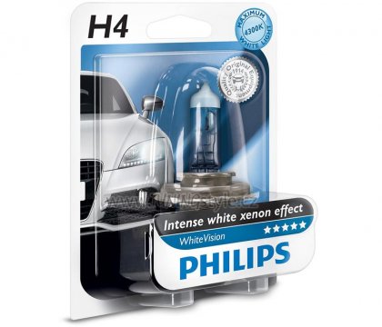 Žárovka Philips White Vision 1ks 12342WHVB1 H4 12V 60/55W