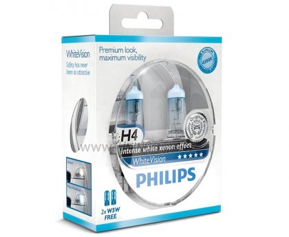Žárovka Philips White Vision 2ks 12342WHVSM H4 12V 60/55W