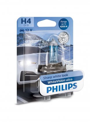 Žárovka Philips WhiteVision ultra 12342WVUB1 H4 12V 60/55W