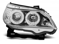 Přední světla angel eyes s LED BMW E60/E61 03-07 LED blinkr chrom