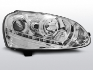 Přední světla s LED denními světly VW Golf V 03-09 chrom xenon