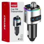 FM transmitter 2×USB-A microSD 12V 24V AMIO-04654