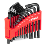 Imbusové klíče hex a torx z CRV oceli, černá 22ks AMiO-04297